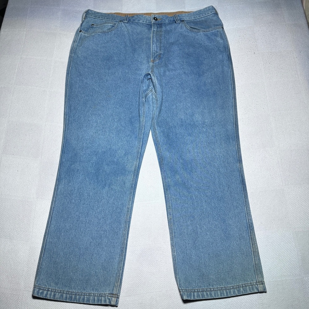 Duluth Trading Ballroom Flex Jeans 40x30* Straight Relaxed Cotton Light Wash